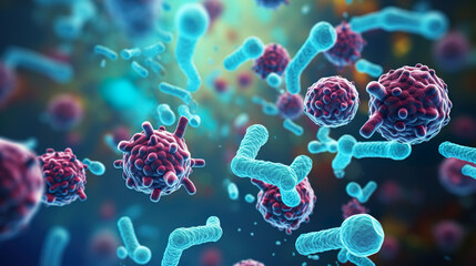 Computer-Generated Image of Bacteria. Generative Ai - obrazy, fototapety, plakaty