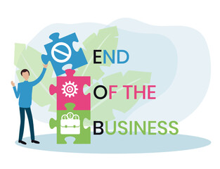 EOB - End Of the Business acronym. business concept background. vector illustration concept with keywords and icons. lettering illustration with icons for web banner, flyer, landing page
