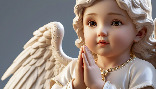 Model of a baby angel praying with both hands together, Generative Ai
