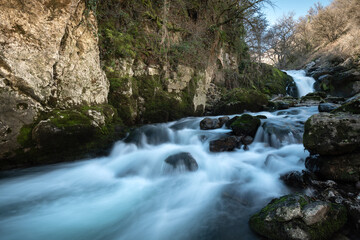 Naklejka na ściany i meble Ixkier waterfall in Navarre, Spain