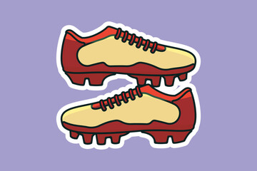 Football Shoes Pair vector icon illustration. Fashion object icon design concept. Soccer football boots shoes vector design on blue background.