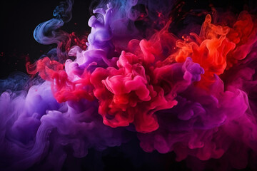 Smoke concept background of red, purple and pink colors on a black background. 