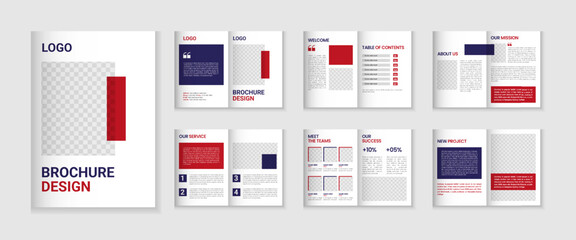 12 page corporate brochure profile design, business brochure layout, a4 size multipage flyer design, company profile and annual report template design