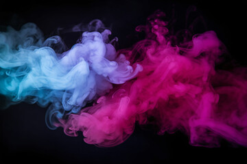 Fototapeta premium Smoke concept background of red, purple and pink colors on a black background. 