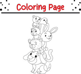 cute animals coloring page for kids