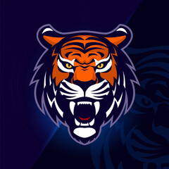 Powerful tiger logo design with intricate details, perfect for brands wanting a captivating and strong image