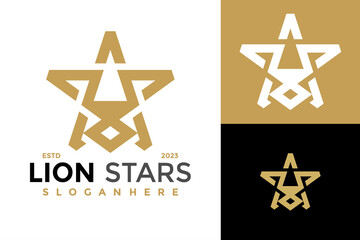 Luxury Lion Star Logo design vector symbol icon illustration