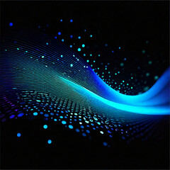 Futuristic technology wave background with glowing particles. Vector illustration.