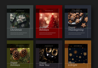 Set Of Festive Social Media Layouts With Christmas Imagery and Generative ai - obrazy, fototapety, plakaty