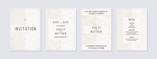 Art deco style wedding invitation