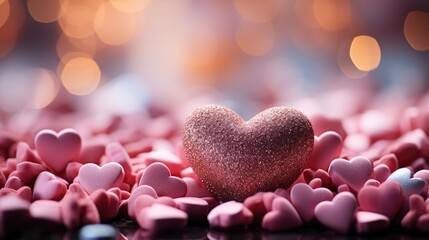 Fototapeta premium Cute Red Pink Heart Pattern Valentines,Valentine Day Background, Background For Banner, HD