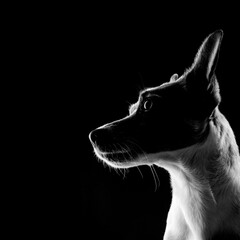 Black and white portrait of a cute young Jack Russell Terrier