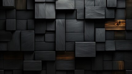 Abstract Wall with Distinctive Blocks in Different Shades