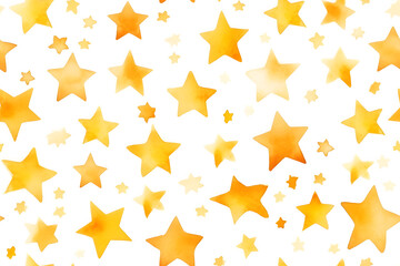 Golden stars watercolor hand drawn seamless pattern