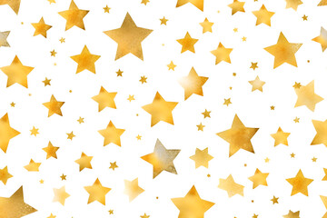 Golden stars watercolor hand drawn seamless pattern