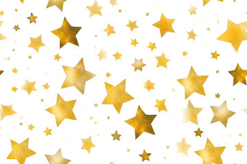 Golden stars watercolor hand drawn seamless pattern