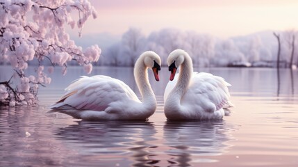 3D Valentines Day Banner Template Swan,Valentine Day Background, Background For Banner, HD