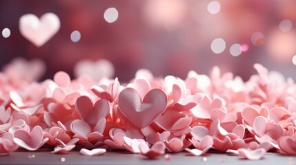 Background Hearts Romantic Pink Made Paper,Valentine Day Background, Background For Banner, HD