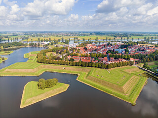 Fototapeta na wymiar Aerial from the historical city Heusden in the Netherlands