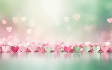 Beautiful abstract hearts with copy space in pink green