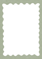 Marco verde con ondas para diseñar tarjetas, invitaciones, menús, papelería, pancartas, postales. Marco minimalista en tendencia con fondo transparente 