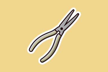 Cutting Metal Pliers Sticker vector illustration. Mechanic and Electrician working tool equipment objects icon concept. Hand tools for repair building sticker design icon logo.