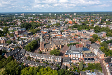 Fototapeta na wymiar Aerial from the historical city Wageningen in the Netherlands
