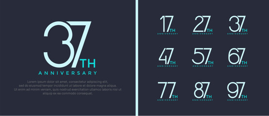 set of anniversary logo blue color on blue background for celebration moment