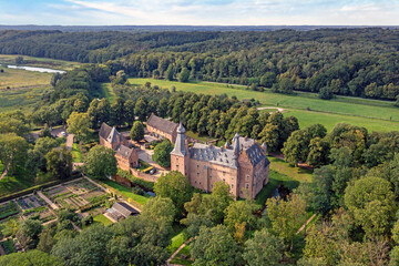 Aerial from castle Doorwerth in Gelderland the Neteherlands
