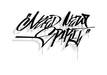 NEED NEW SPIRIT word hand lettering style