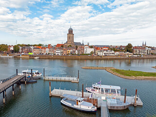 Aerial from the historical town Deventer in the Netherlands