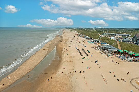 Aerial from the beach at Bloemendaal aan Zee in the Netherlands