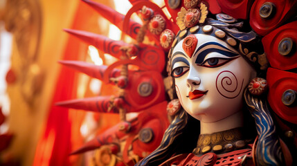 Durga puja sculpture close up  - obrazy, fototapety, plakaty