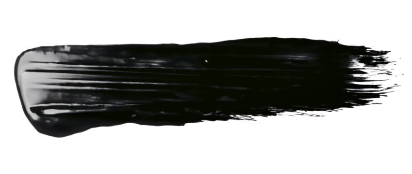 Black oil colour brush stroke on the transparent background