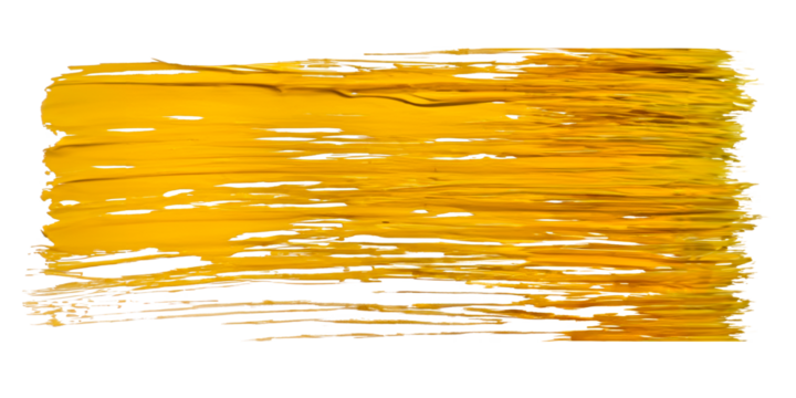 Yellow oil colour brush stroke on the transparent background