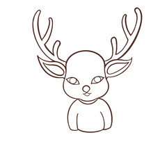 Naklejka premium Freehand little deer gartoon Christmas party 