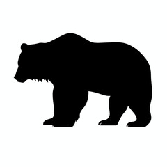 Grizzly bear black icon on white background. Grizzly bear silhouette