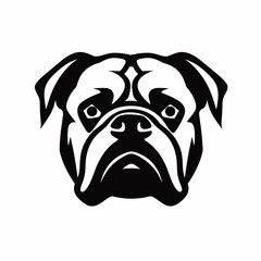 Bulldog black icon on white background. Bulldog silhouette