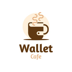 Wallet cafe hot coffee logo vector design template