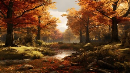 AI-generated autumnal scene with trees