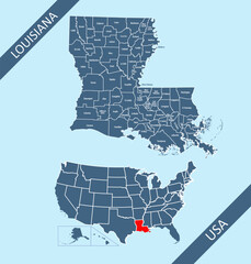 County map of louisiana labeled	