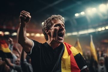 Germany fans cheering on their team from the stands
