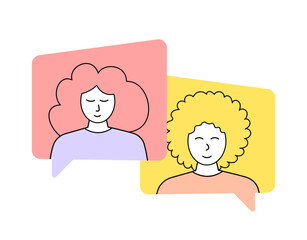Girls and boy talking on video call. Video call application illustration
