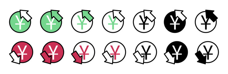 Yuan coin grow. A set of various up arrows