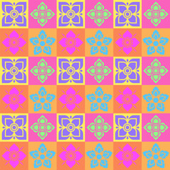 Abstract Flowers Seamless Pattern Floral Wallpaper Vintage. Geometric flower Background