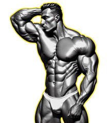 Sticker of a muscular bodybuilder created with Generative AI technology
