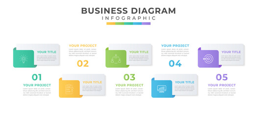 Modern business infographic for timeline template with line icons. Easy to use for your website or presentation.