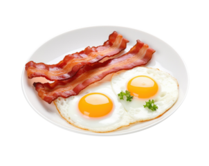 Fried Eggs and Bacon Isolated on a Transparent Background 