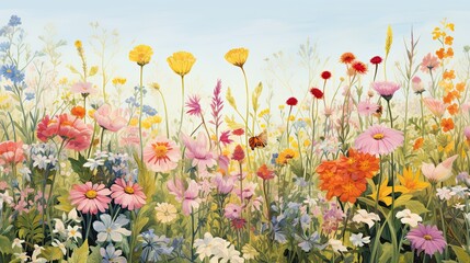 Fototapeta na wymiar Illustration of a flower meadow in spring