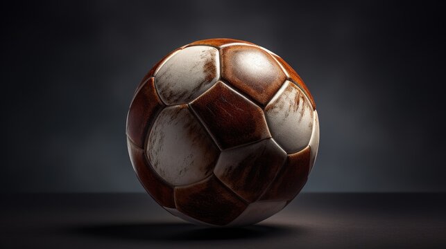 Football as a summer Olympic sport. A ball for playing soccer on a dark background